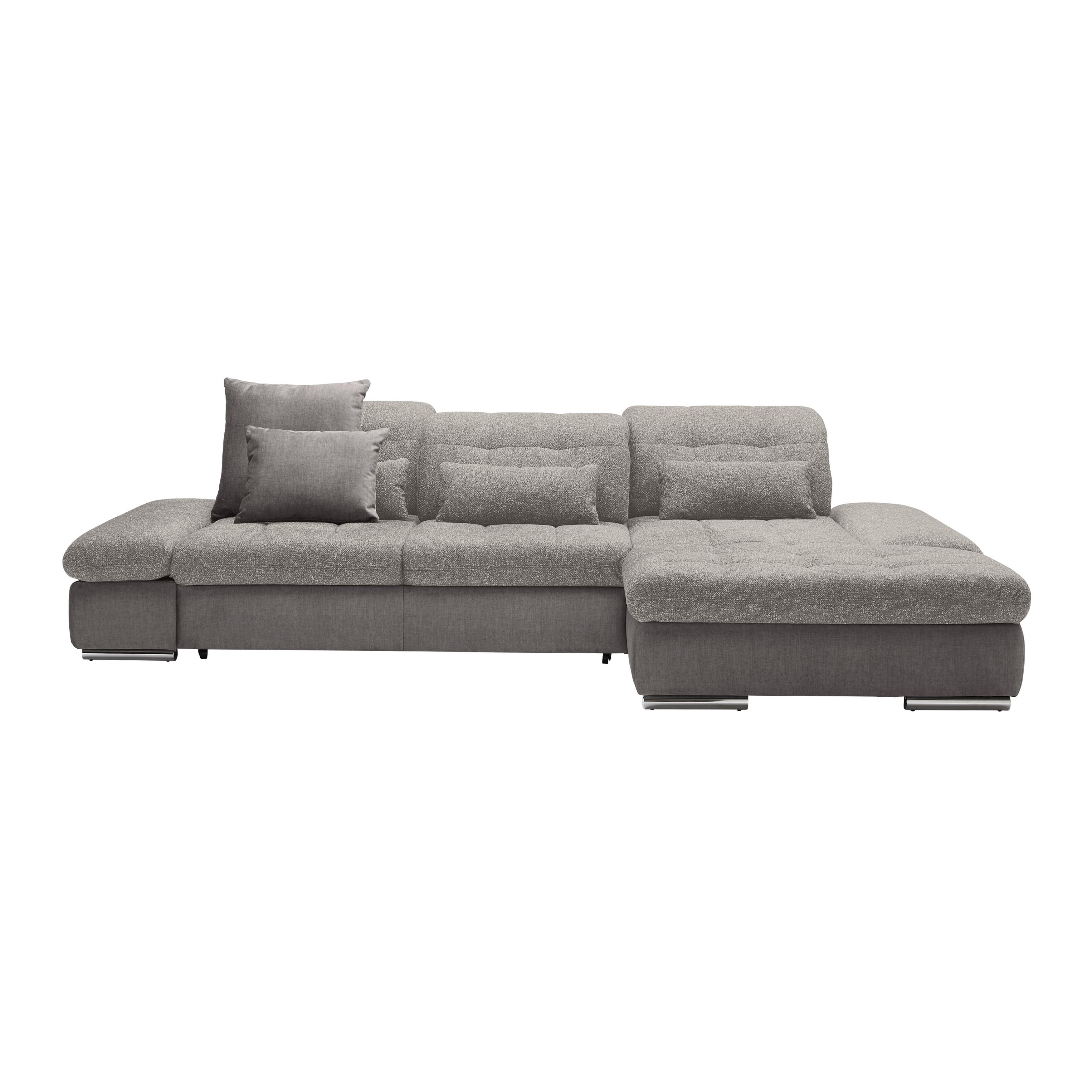 Rohová sedačka SANFINO, pravá, stříbrná - barvy stříbra/barvy chromu, Konvenční, kov/dřevo (305/79-96/199cm) - Premium Living