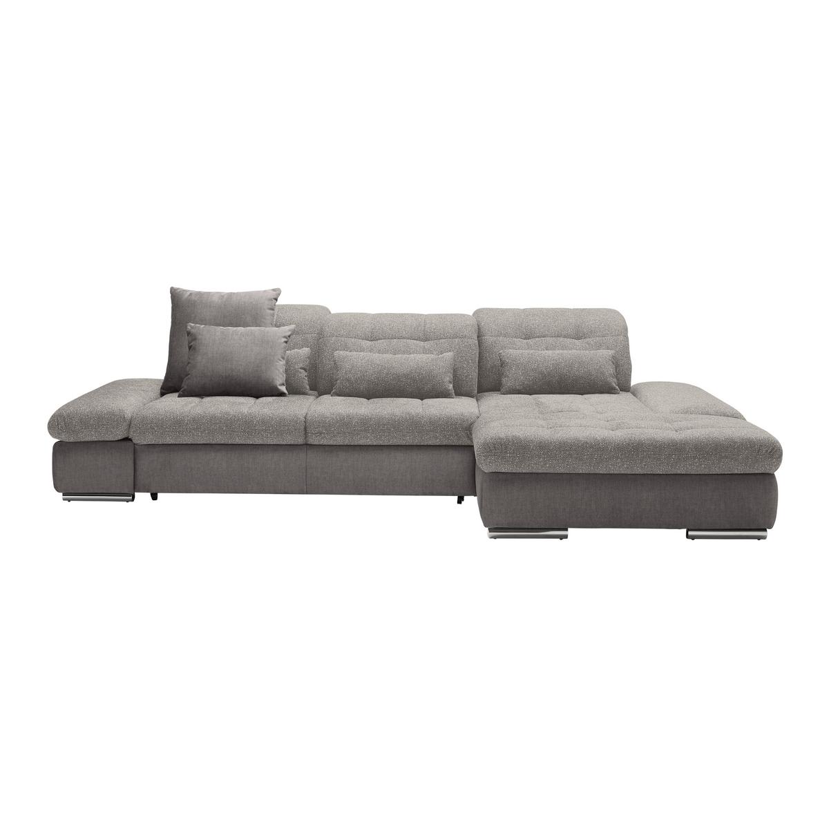 Rohová sedačka SANFINO, pravá, strieborná - chrómová/strieborná, Konventionell, kov/drevo (305/79-96/199cm) - Premium Living