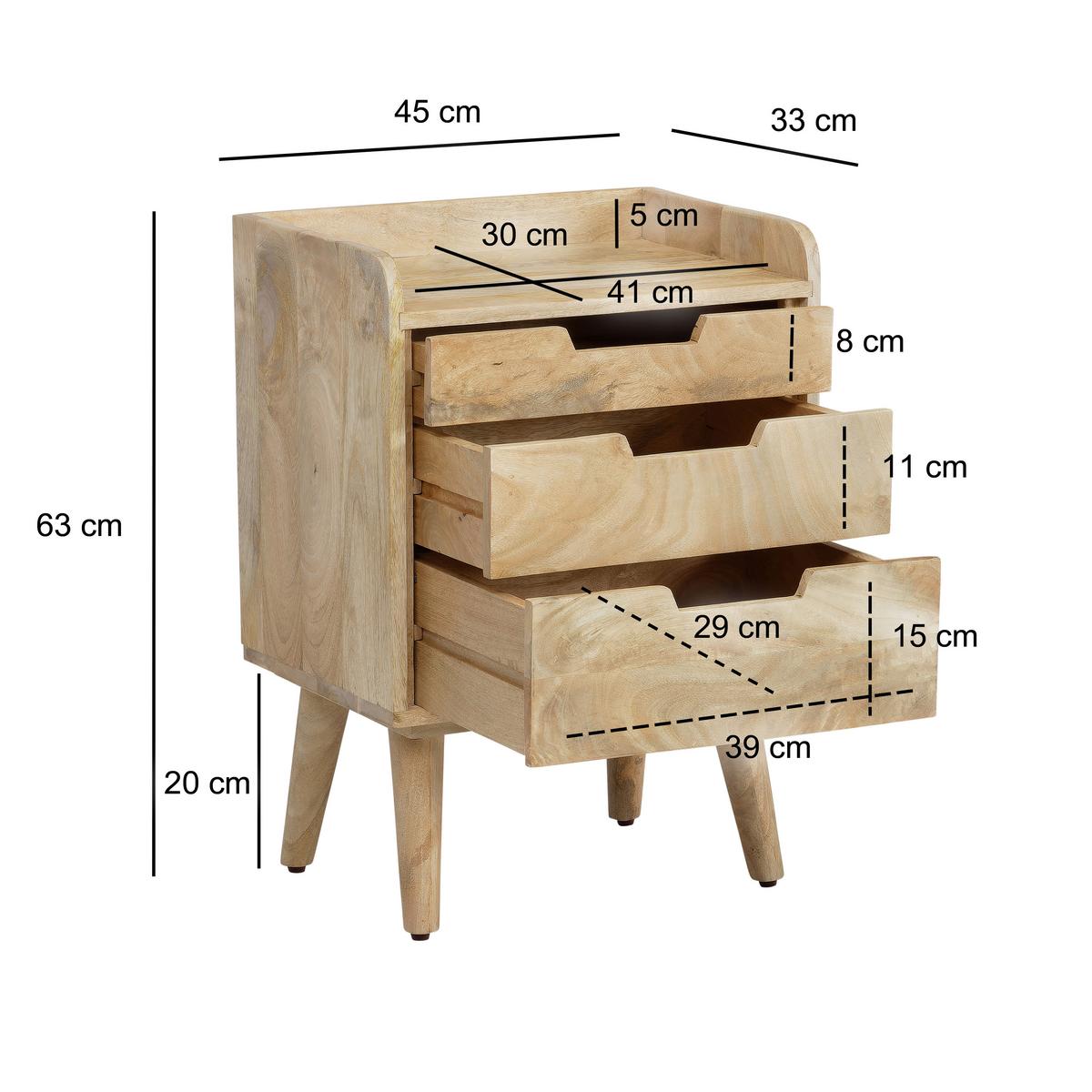 Nachttisch Hellbraun B: 45 cm - Hellbraun, Design, Holz (45/63/33cm) - MID.YOU