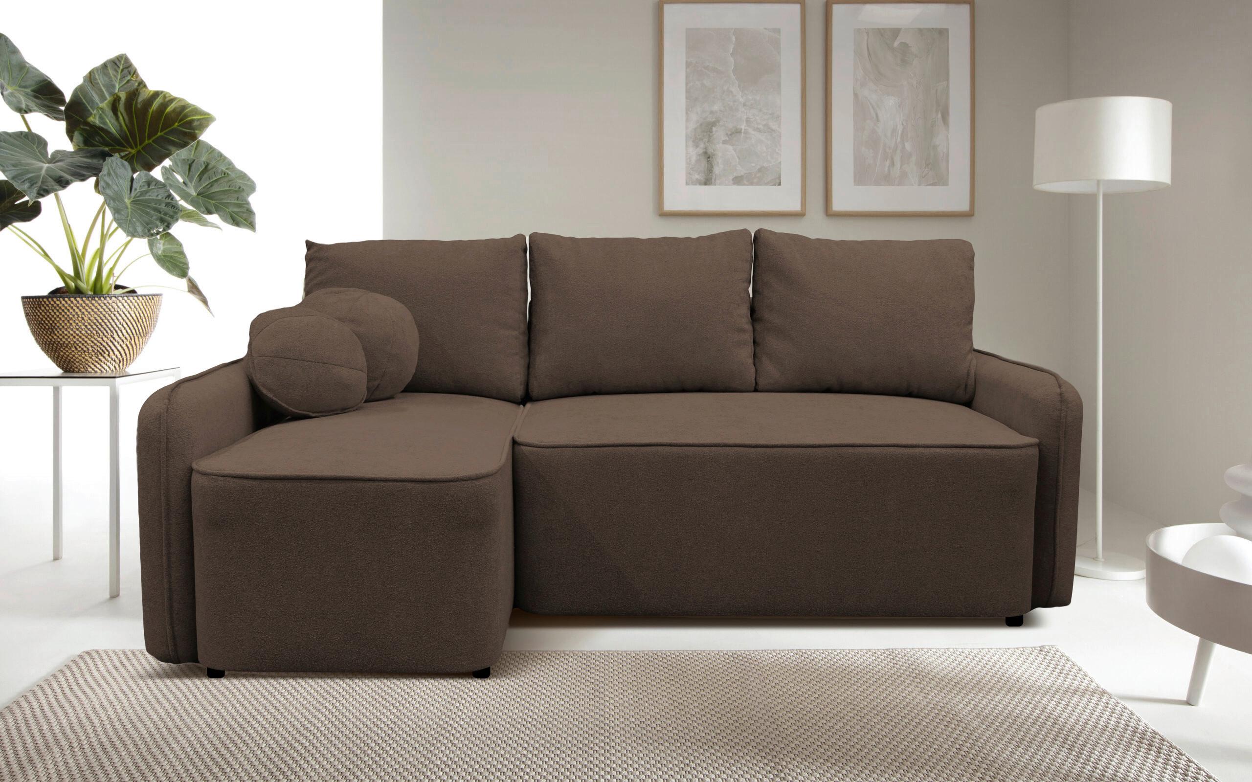 Ecksofa Fancy Braun 143x209 cm - Schwarz/Braun, Design, Textil (143/209cm) - MID.YOU