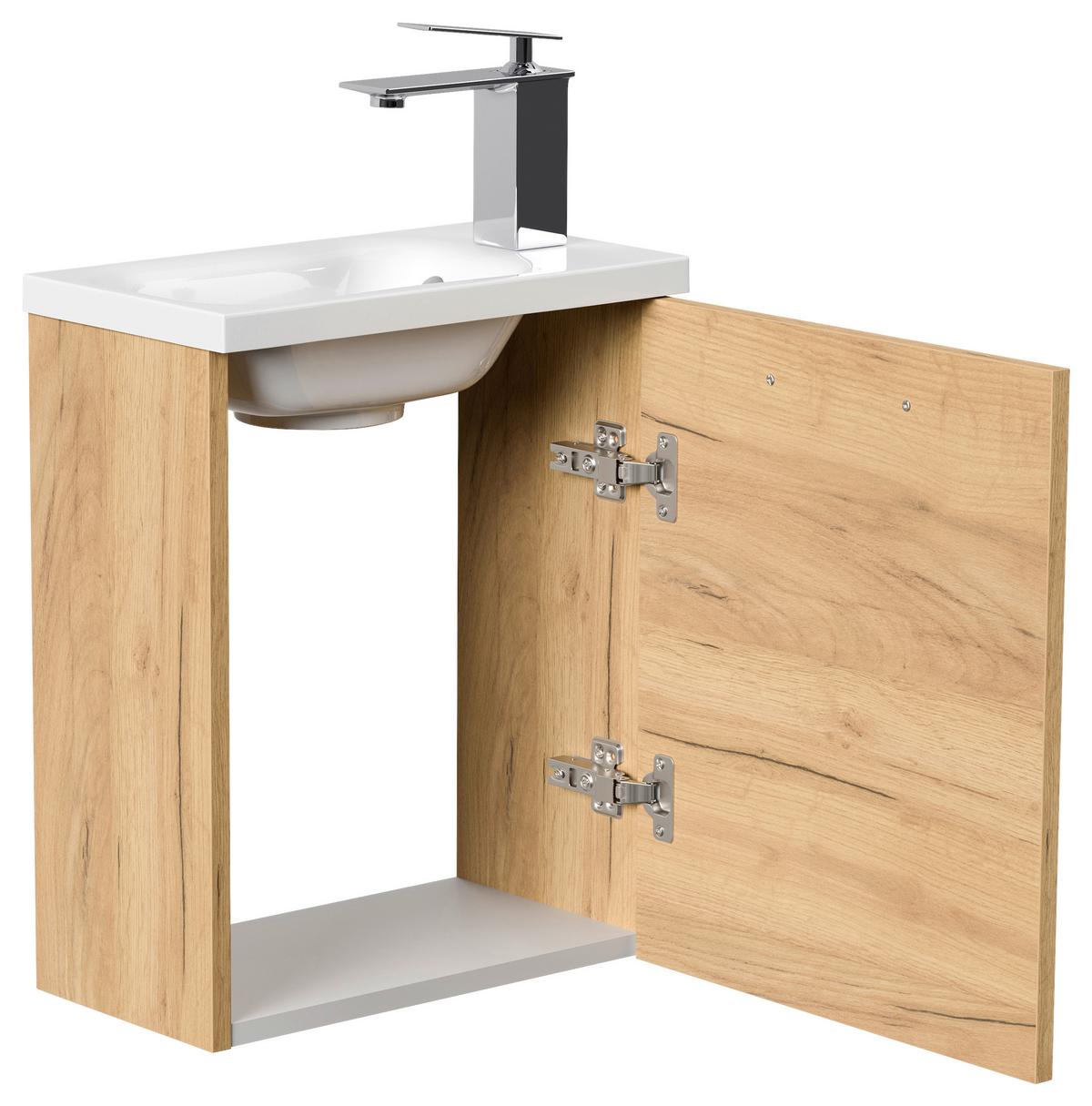 Gästebad Pieni Eiche Dekor B: 40 cm - Eichefarben, MODERN, Holzwerkstoff/Stein (40cm) - MID.YOU