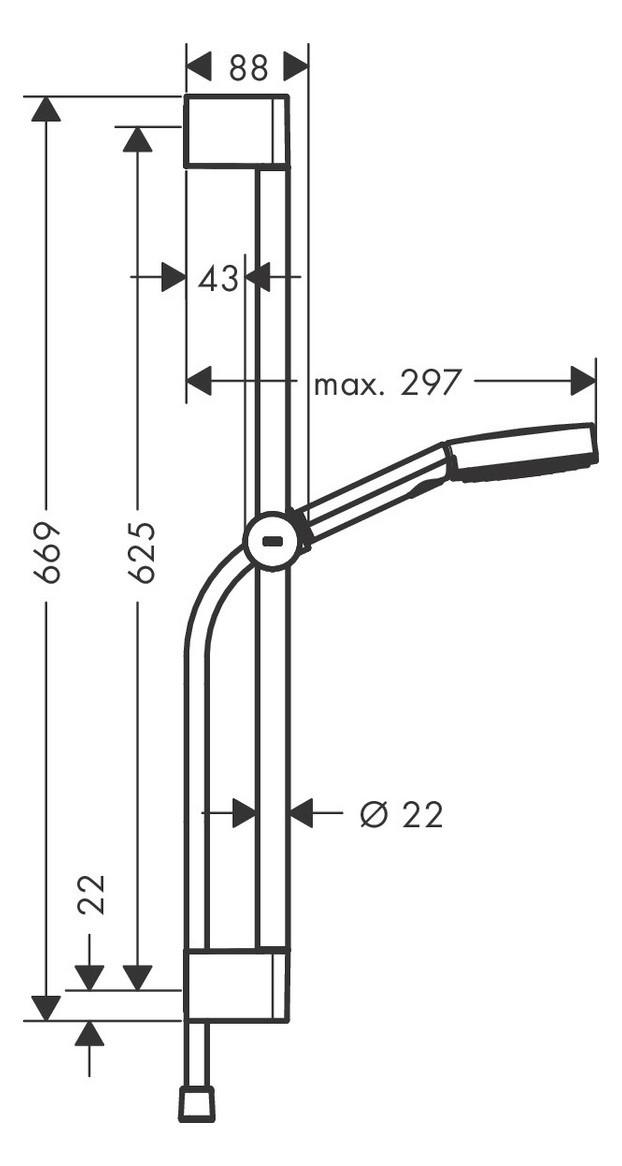 Brausegarnitur Pulsify Schwarz 3-Fach verstellbar - Schwarz, Basics, Kunststoff/Metall (10,5/66,9/29,7cm) - Hansgrohe