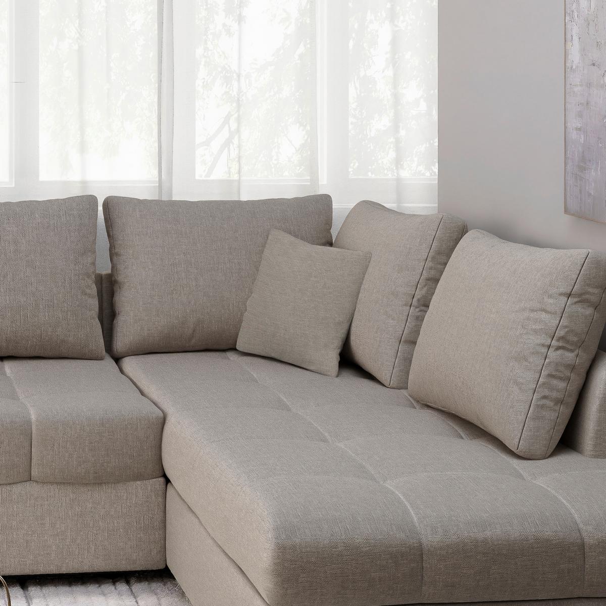 Eckschlafsofa Alvito Taupe S: 298x202 Cm - Taupe/Schwarz, MODERN, Textil (298/202cm) - MID.YOU