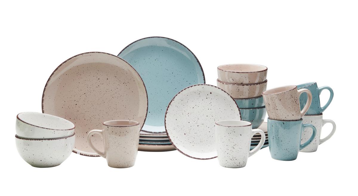 Kombinovaný servis Kelly, 24-dielny - hnedá/modrá, Modern, keramika - Modern Living