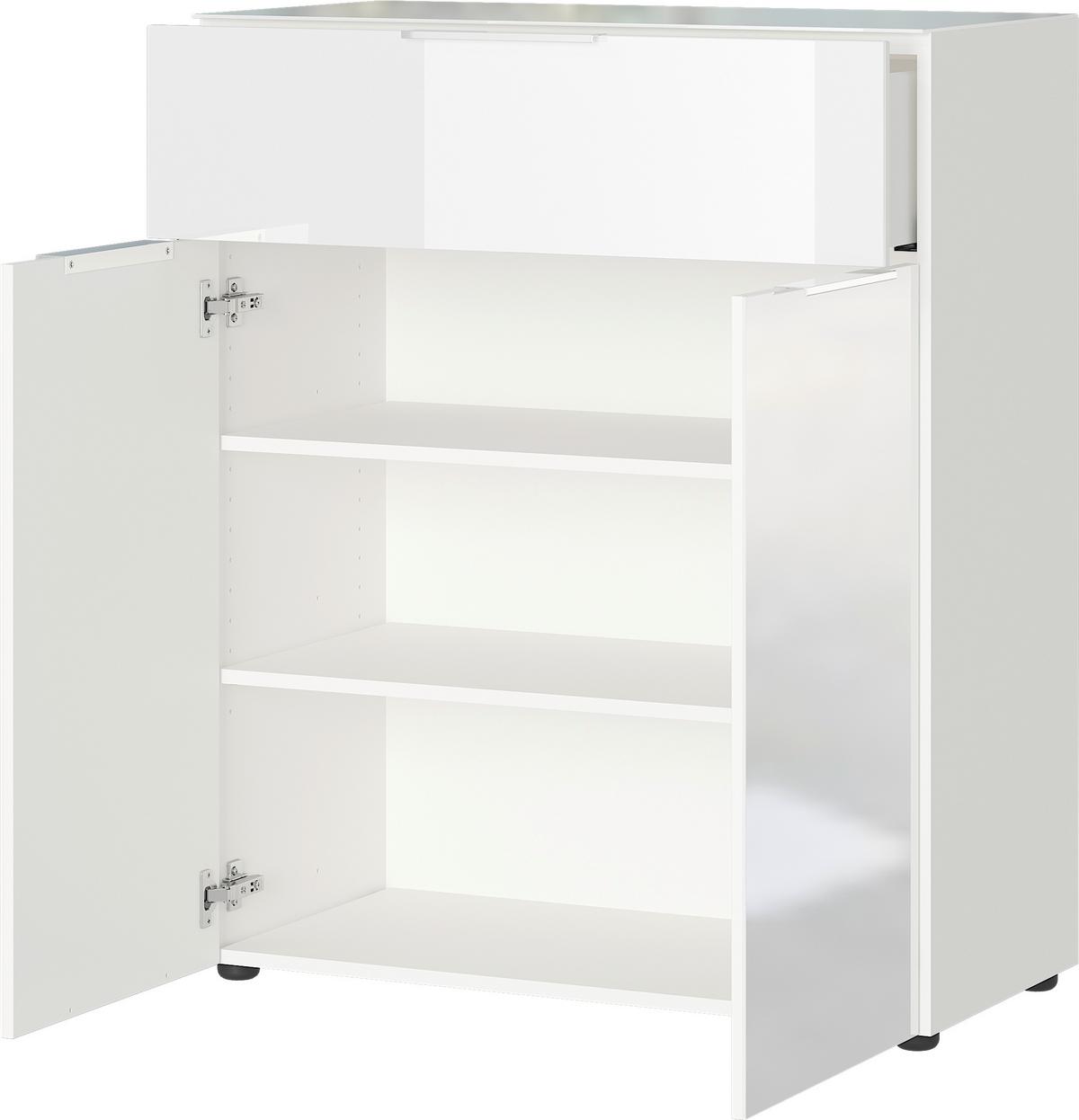 KOMODA OAKLAND - bílá/černá, Moderní, kov/kompozitní dřevo (83/102/42cm) - Premium Living