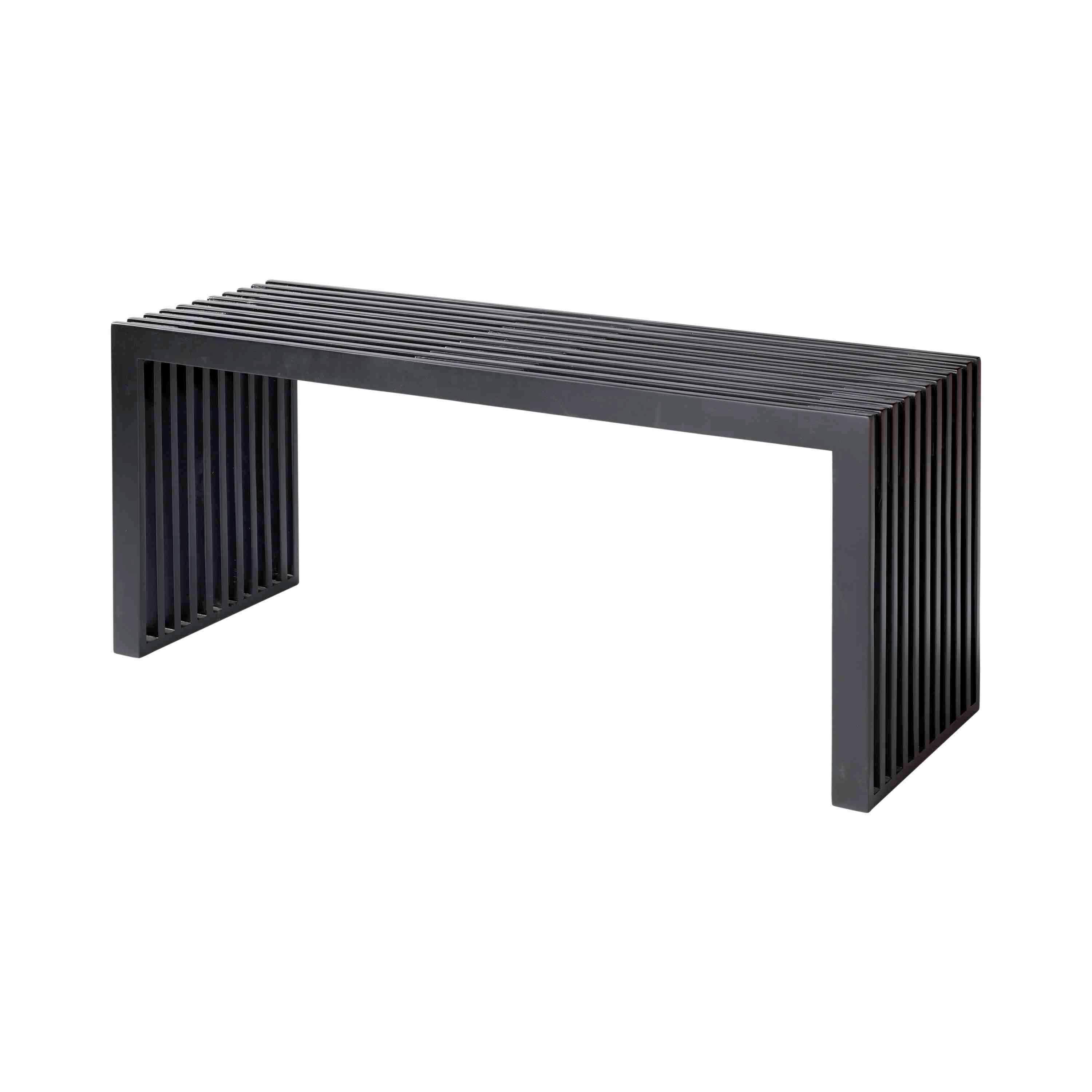Sitzbank Schwarz Rib 104x43 cm - Schwarz, KONVENTIONELL, Holz (104/43/35cm) - MID.YOU
