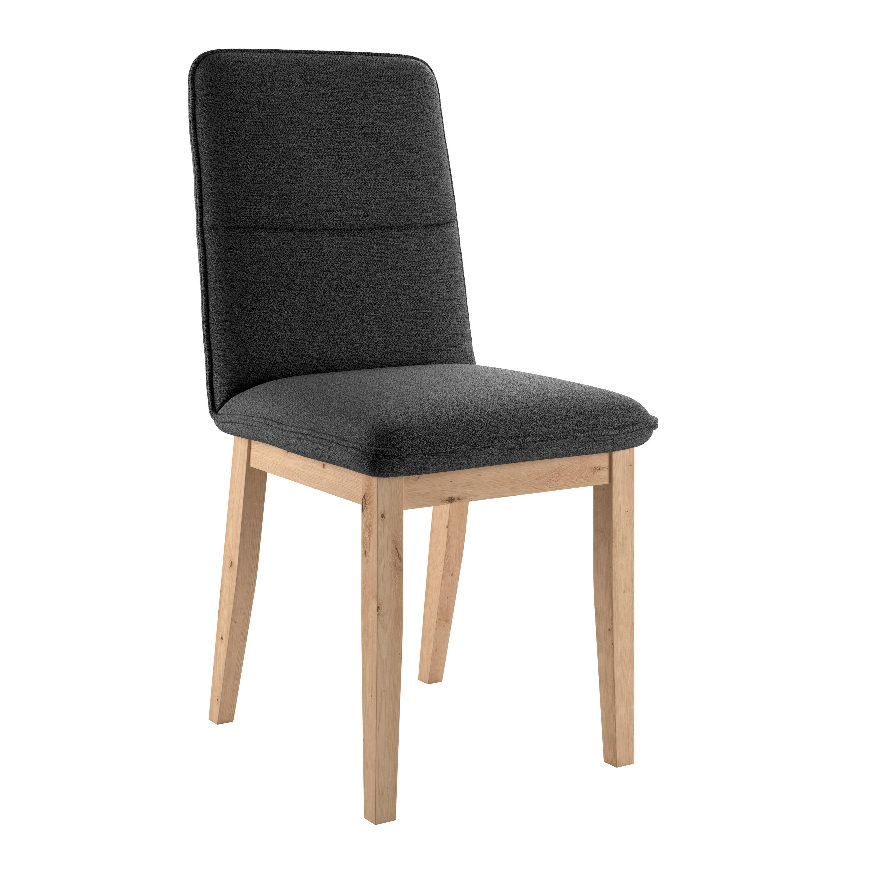Vierfußstuhl Beluna II Webstoff schwarz, B: 47cm - Eichefarben/Schwarz, KONVENTIONELL, Holz/Textil (47/91/44cm) - James Wood