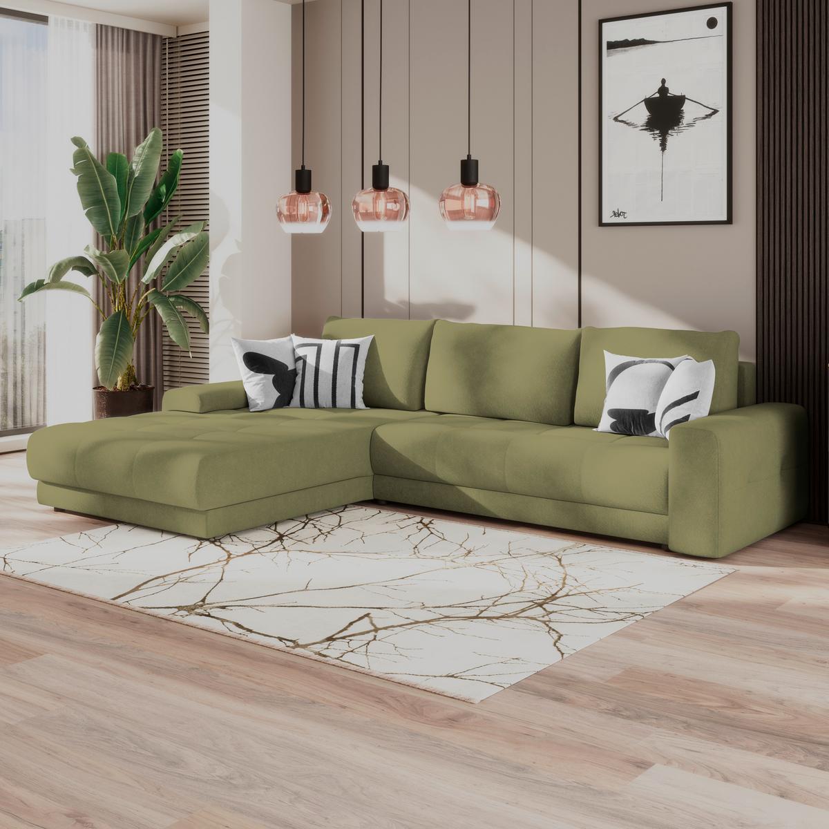 Ecksofa Adria Grün, S: 213x308 cm - Grün, Trend, Textil (213/308cm) - Luca Bessoni