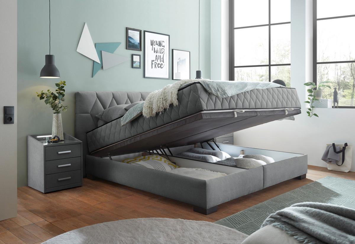 Boxbett mit Bettkasten 180x200 Nagol - Anthrazit/Schwarz, MODERN, Holzwerkstoff/Textil (180/200cm) - MID.YOU