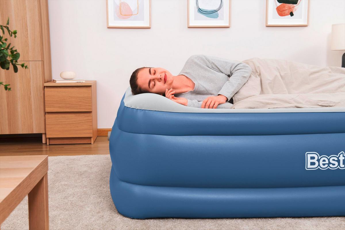 Luftbett Stefan 203x152x61 cm Bis 300kg, inkl. Pumpe - Dunkelblau/Grau, KONVENTIONELL, Kunststoff/Metall (203/152/61cm) - Bestway