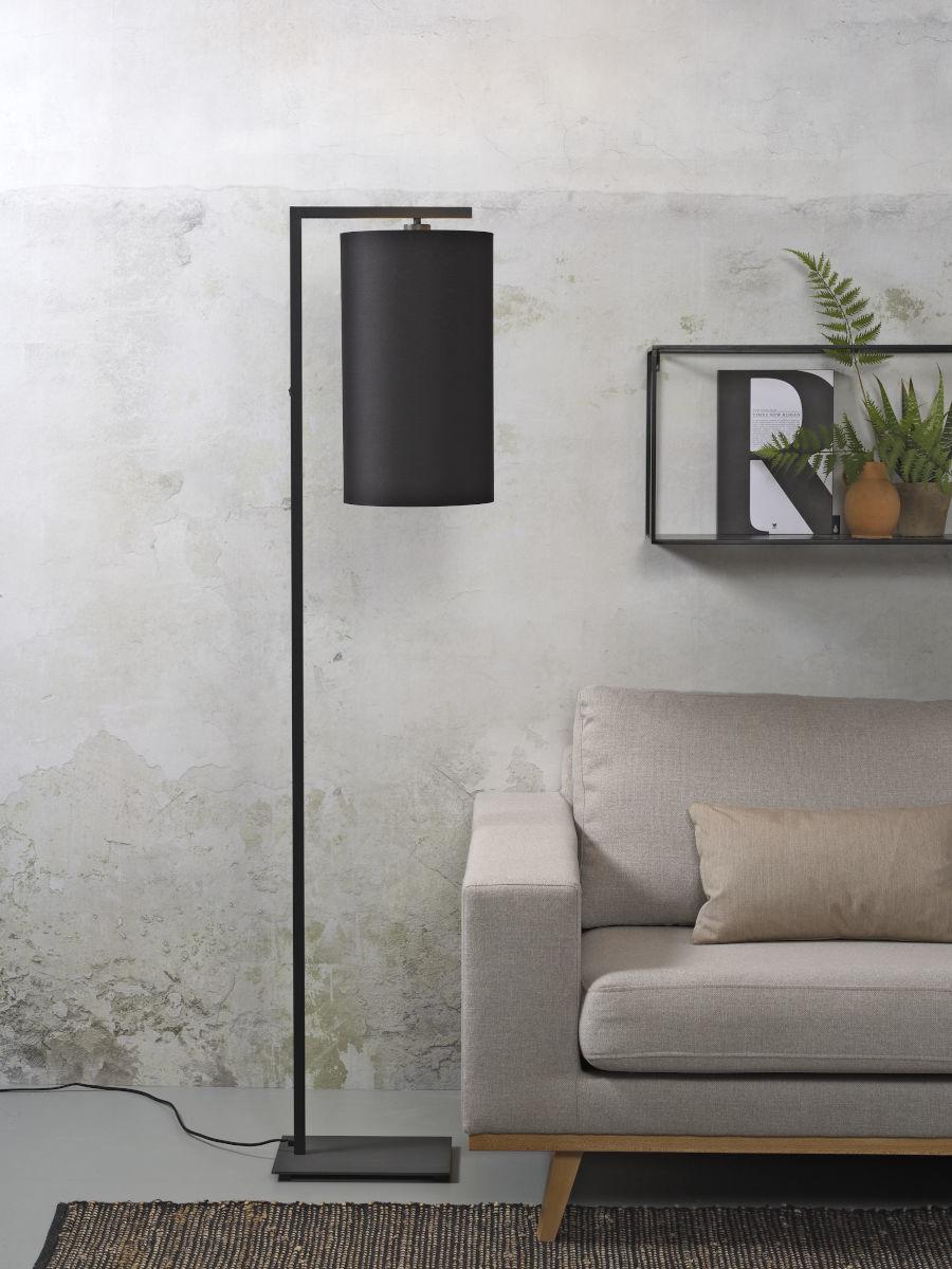 Stehlampe Boston Schwarz 1-Flammig - Schwarz, Basics, Textil/Metall (35/160cm) - It's about Romi