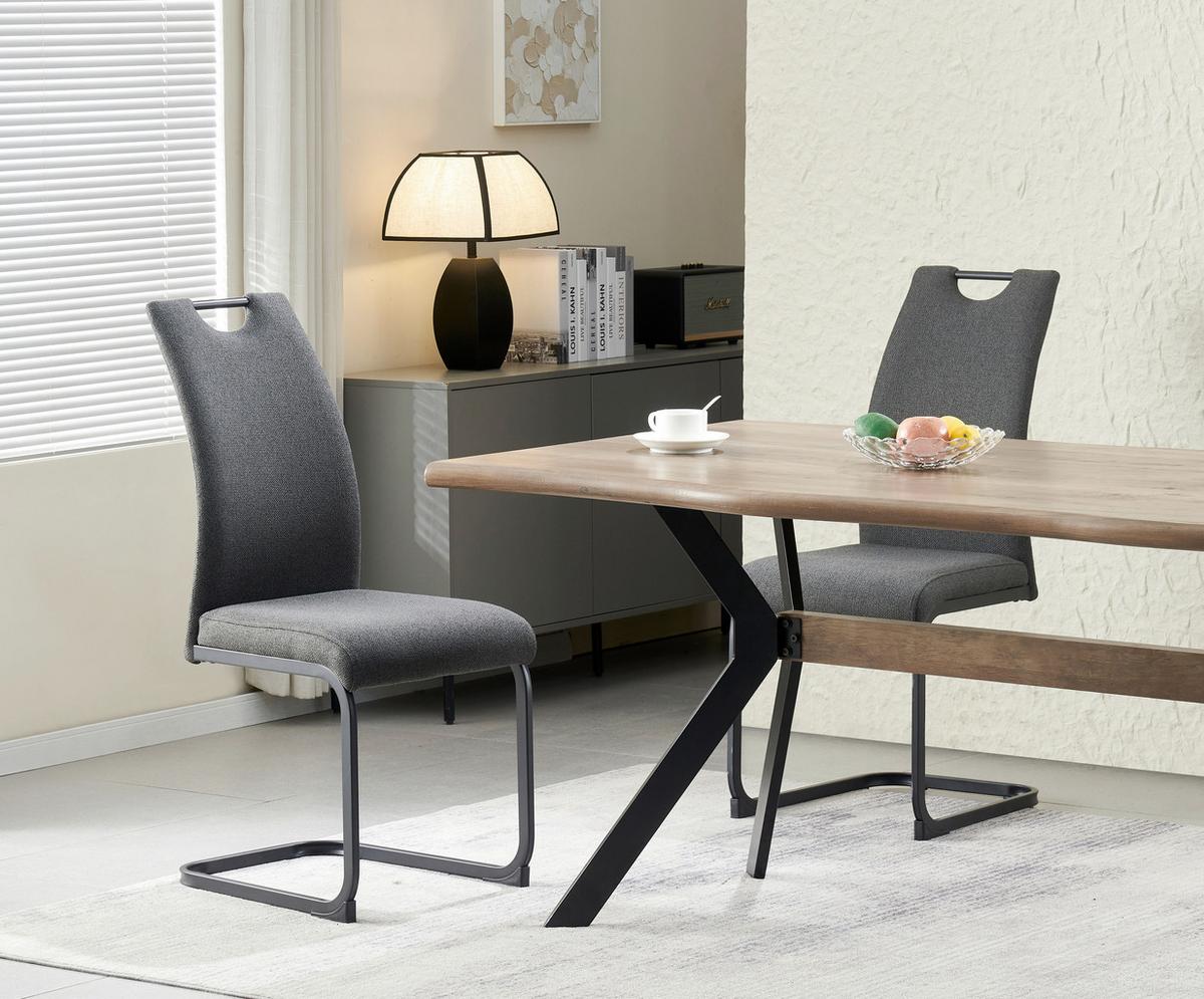 Schwingstuhl-Set Hanna Anthrazit B: 43 cm - Anthrazit/Schwarz, MODERN, Textil/Metall (43/98/59cm) - MID.YOU