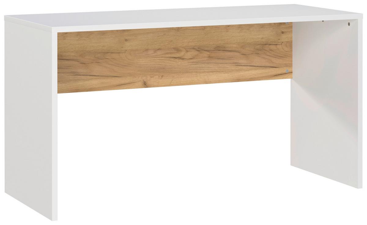 Schreibtisch Hasselt Weiß/Eiche Dekor L: 140cm - Eichefarben/Weiß, MODERN, Holzwerkstoff (140/60/75cm) - Germania