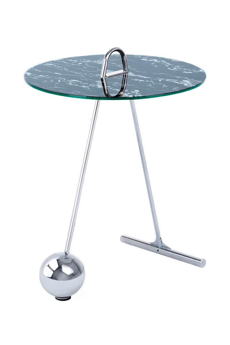 Beistelltisch Pendulum Schwarz/Silberfarben - Silberfarben/Schwarz, Basics, Glas/Metall (46/46/60cm) - Kayoom