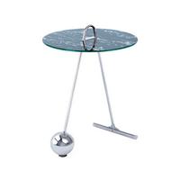 Beistelltisch Pendulum Schwarz/Silberfarben - Silberfarben/Schwarz, Basics, Glas/Metall (46/46/60cm) - Kayoom