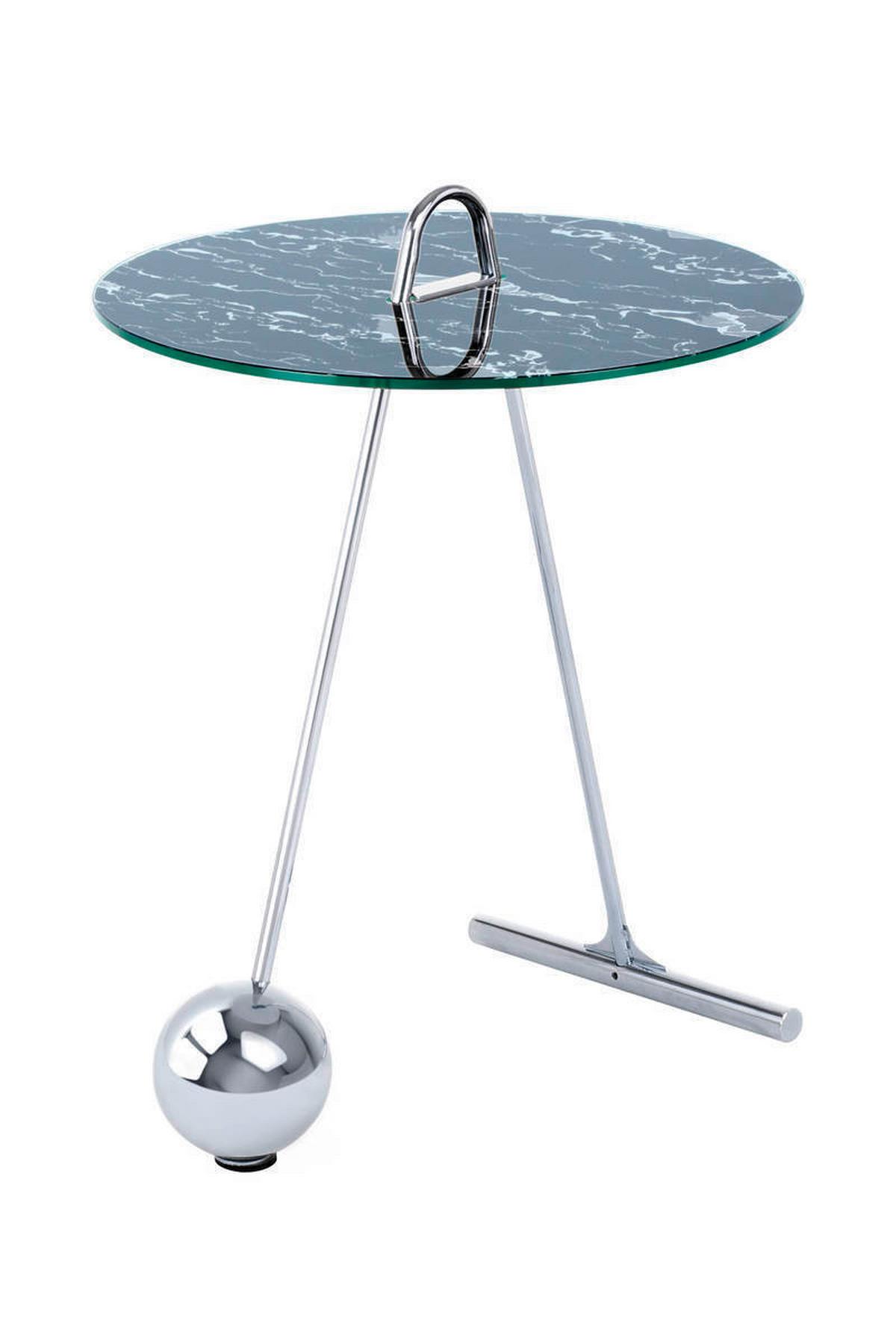 Beistelltisch Pendulum Schwarz/Silberfarben - Silberfarben/Schwarz, Basics, Glas/Metall (46/46/60cm) - Kayoom