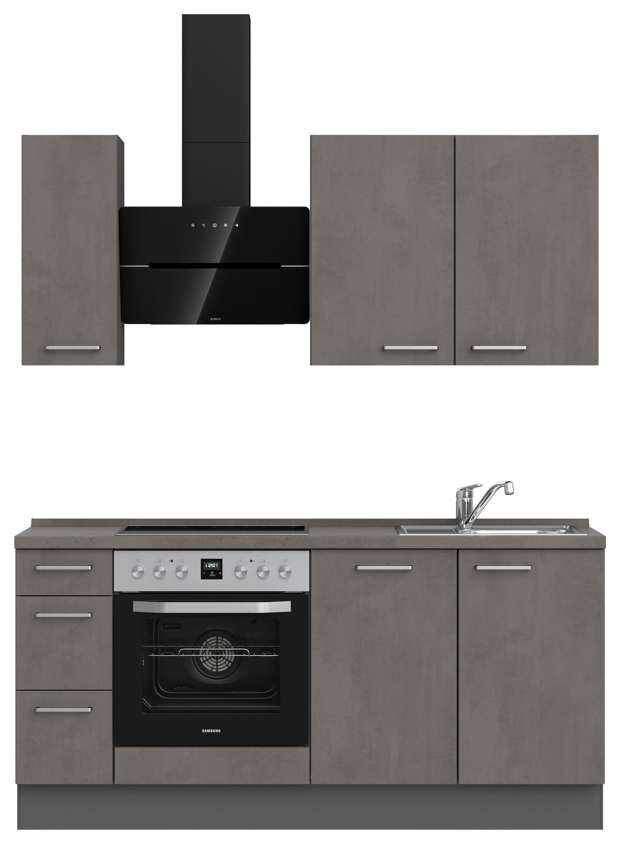 KUCHYNSKÝ BLOK BEZ SPOTREBIČO RIVA HIGH-LINE, H1 LINKS - farba ušľachtilej ocele/bridlicová, Modern, kov/kompozitné drevo (180cm) - Nobilia