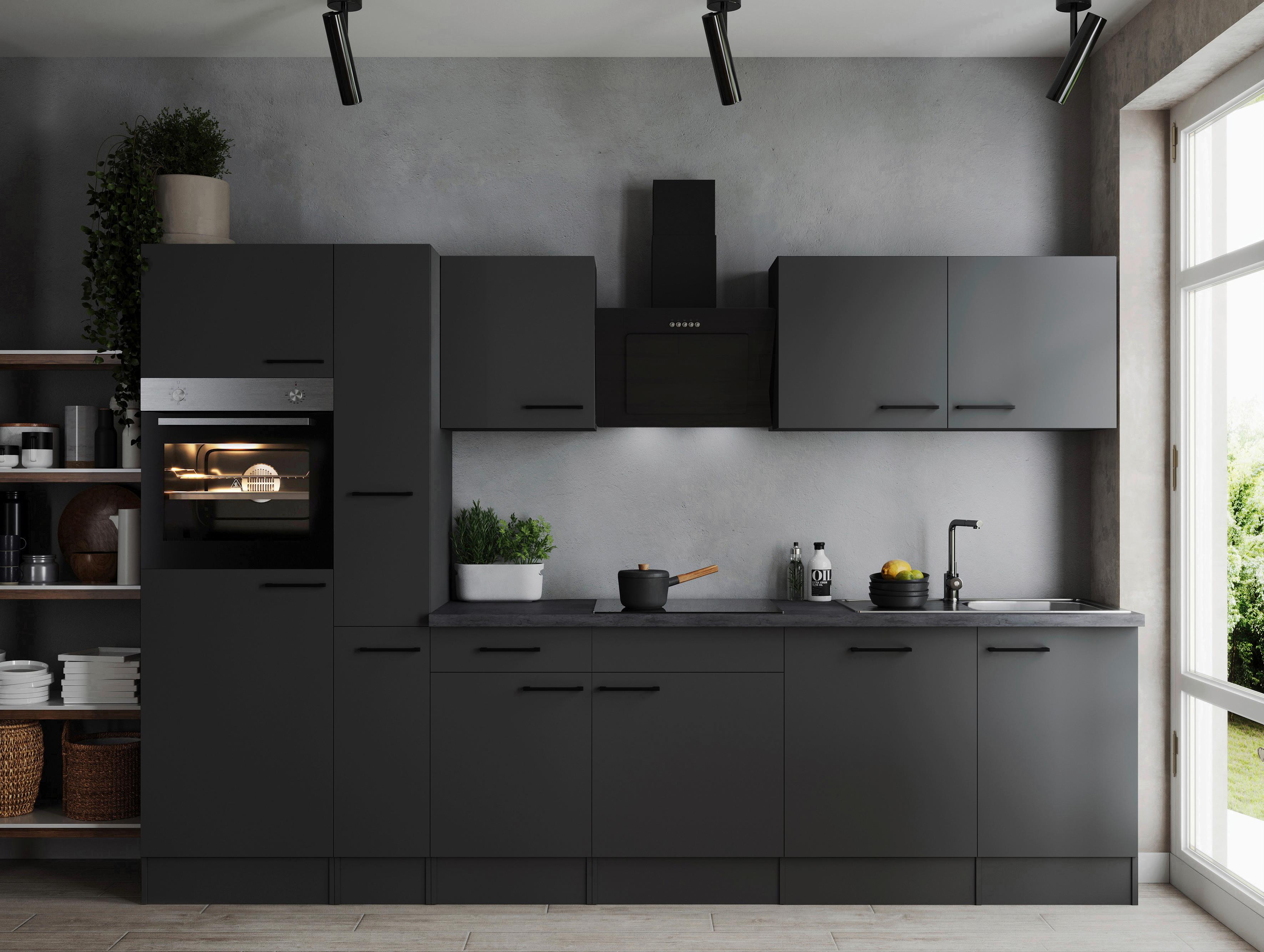 Küchenblock Oliver Dunkelgrau B: 310 cm - Dunkelgrau/Grau, Design, Holzwerkstoff (310cm) - Respekta