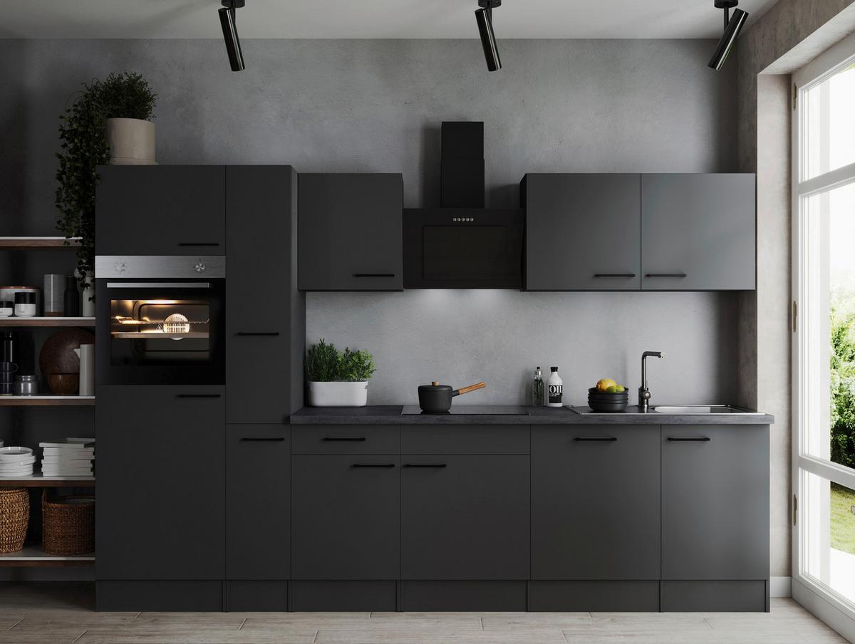 Küchenblock Oliver Dunkelgrau B: 310 cm - Dunkelgrau/Grau, Design, Holzwerkstoff (310cm) - Respekta