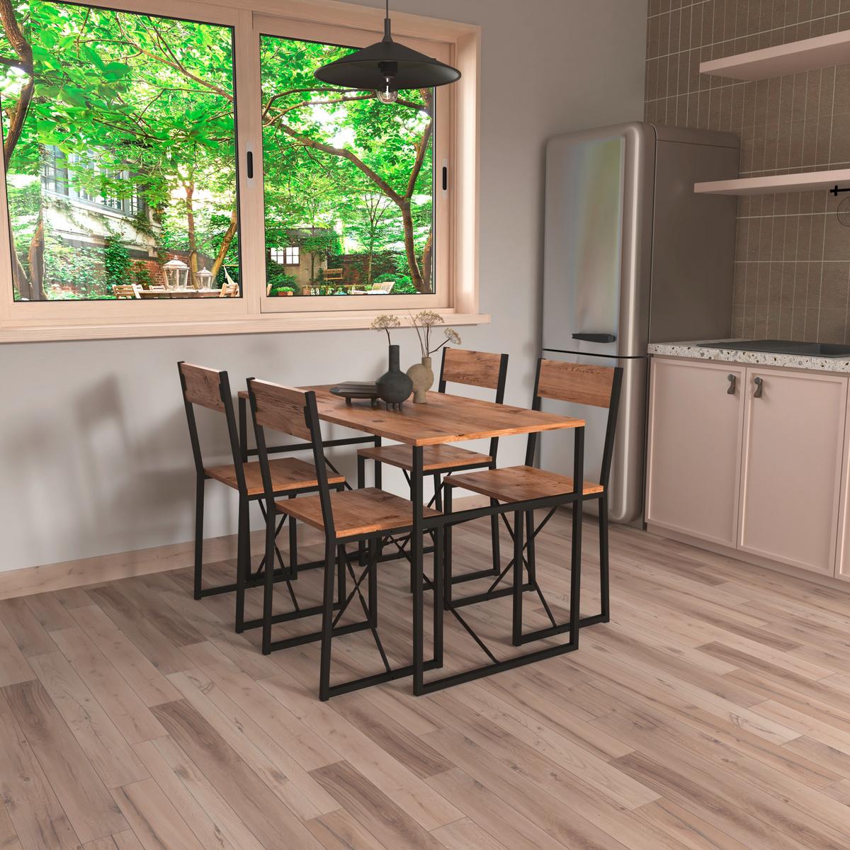 Esstisch Insasi Eiche Dekor L: 120 cm - Honigeiche/Schwarz, Design, Holzwerkstoff/Metall (120/52,7/84,7cm) - MID.YOU