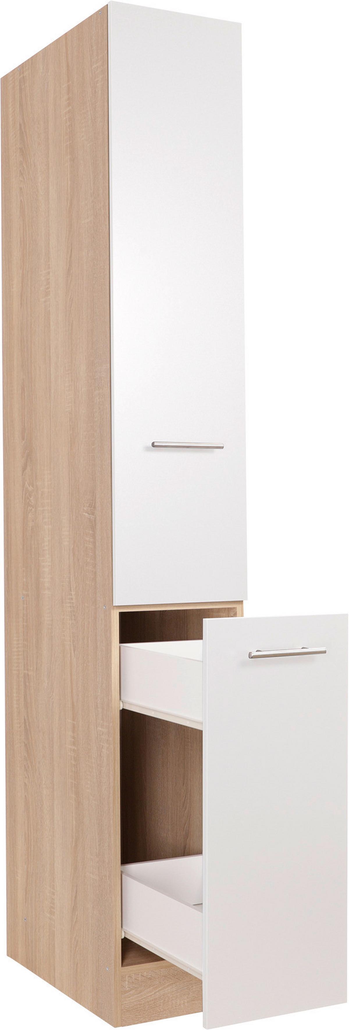 Apothekerschrank Merle Weiß, Eiche Dekor B:30cm - Eichefarben/Weiß, Basics, Holzwerkstoff (30/200/60cm) - Respekta