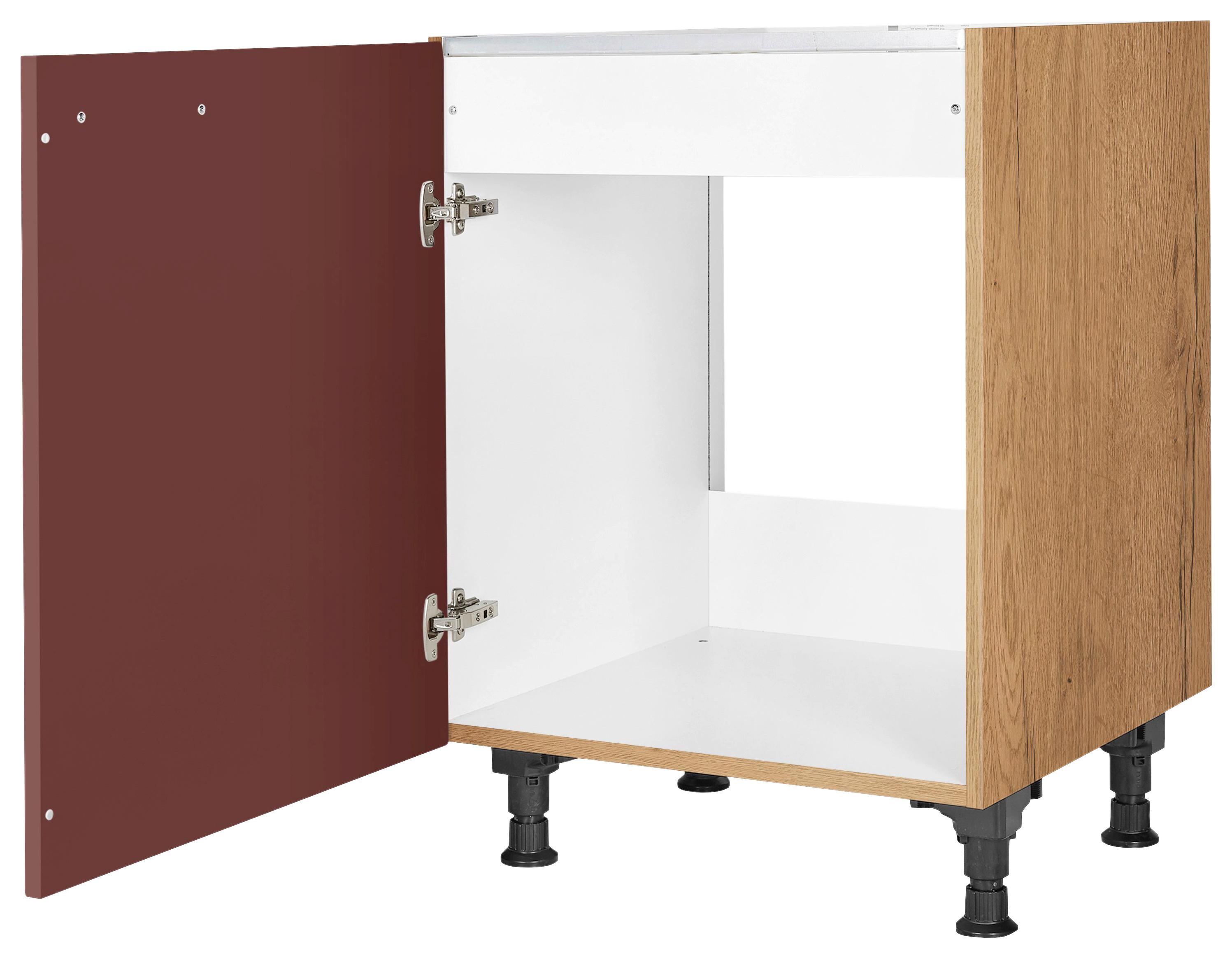 Spülenunterschrank Easytouch - Eichefarben/Rot, MODERN, Holzwerkstoff (60/87/56cm) - Nobilia