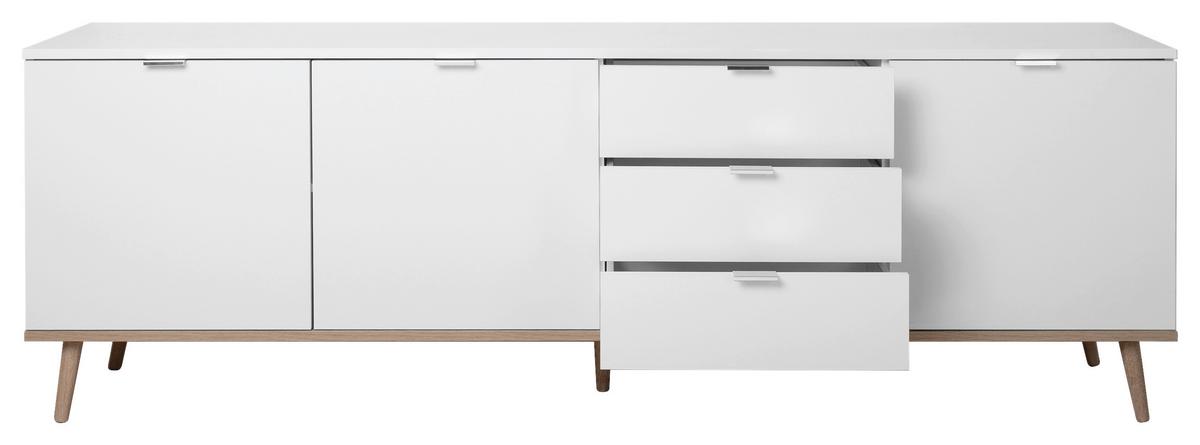 Sideboard Dekor Mit 3 Laden 200cm Göteborg 57 Sonoma Eiche - Weiß/Sonoma Eiche, KONVENTIONELL, Holzwerkstoff (200/68/40cm) - MID.YOU