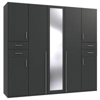 Drehtürenschrank Mit Spiegel + Laden B: 225 Cm Vegas, Graphit - Graphitfarben/Weiß, Basics, Holzwerkstoff (225/208/58cm) - MID.YOU