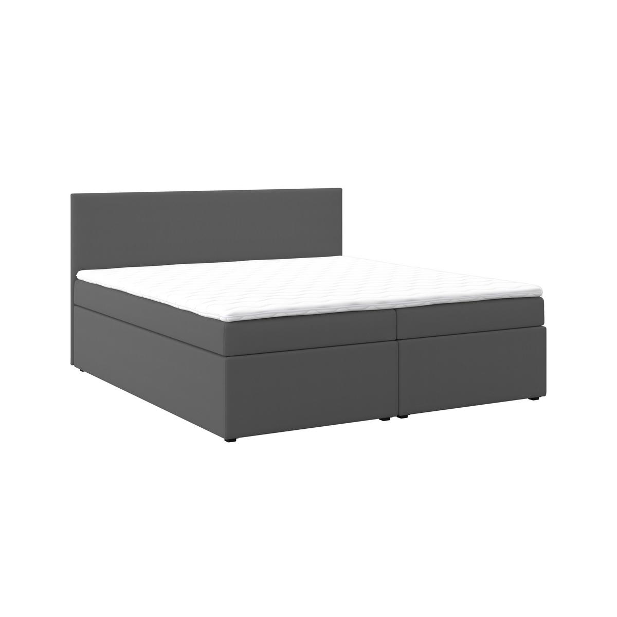 Boxspringová postel LUCY 180x200, šedá - šedá/antracitová, Moderní, dřevo/kompozitní dřevo (180/200cm) - Bessagi Home