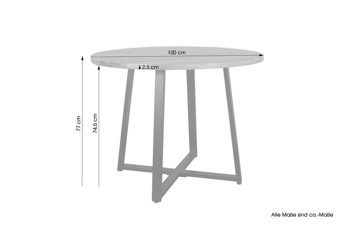 Esstisch Arrow - Schwarz/Akaziefarben, MODERN, Holz/Metall (100/100/77cm) - MID.YOU