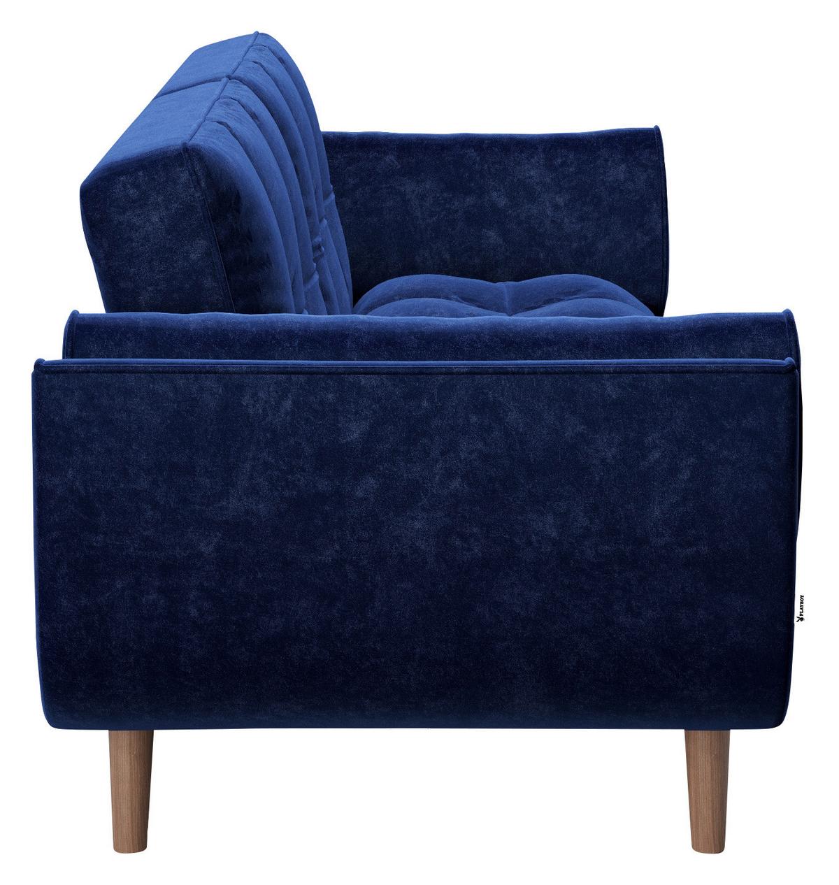 2-sitzer-sofa Scarlett Mit Schlaffunktion Blau Samt - Blau/Braun, KONVENTIONELL, Textil (215/81,5/84,5cm) - Playboy