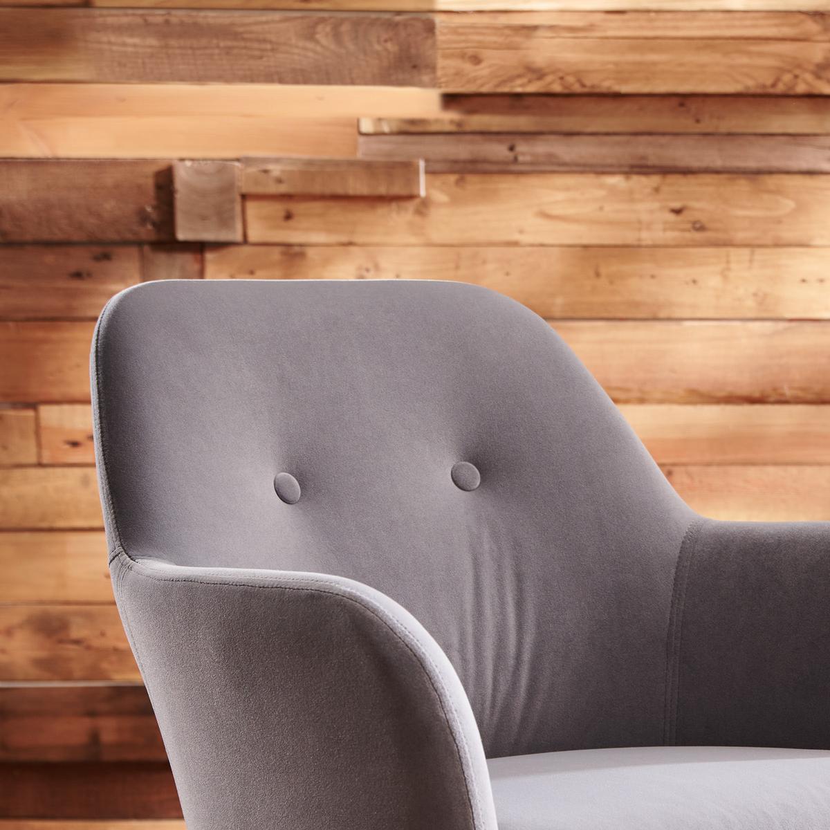 Schaukelstuhl mit Echtholzkufen Swing Samtbezug Grau - Schwarz/Naturfarben, MODERN, Holz/Textil (58/76/61cm) - MID.YOU