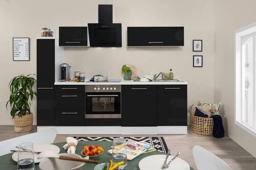 Küchenzeile Rp250wsc mit Geräte 250 cm Schwarz/Weiß
