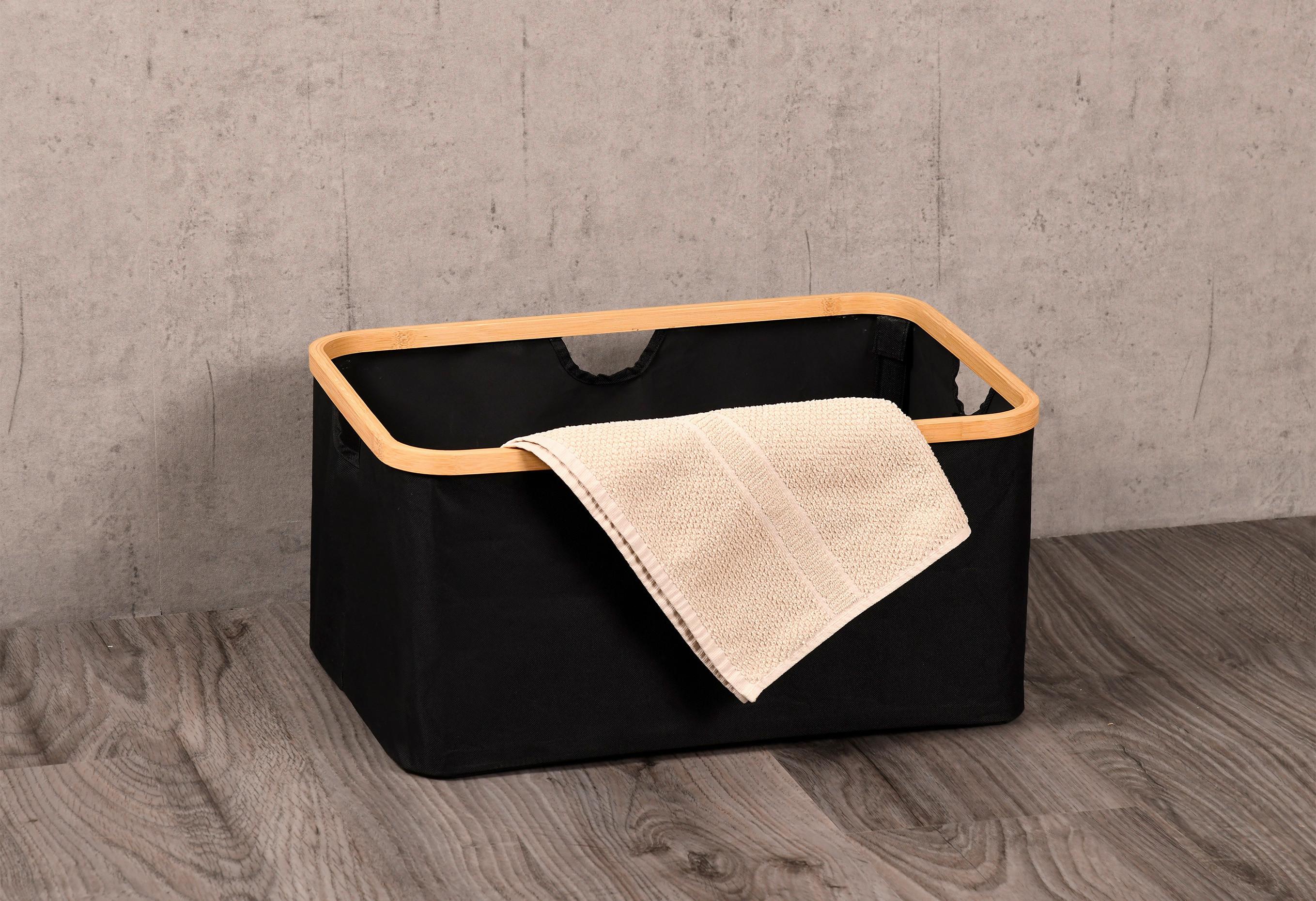 Aufbewahrungskörbchen Bambus - Schwarz/Naturfarben, Basics, Holz/Textil (54/26/36cm) - Kesper