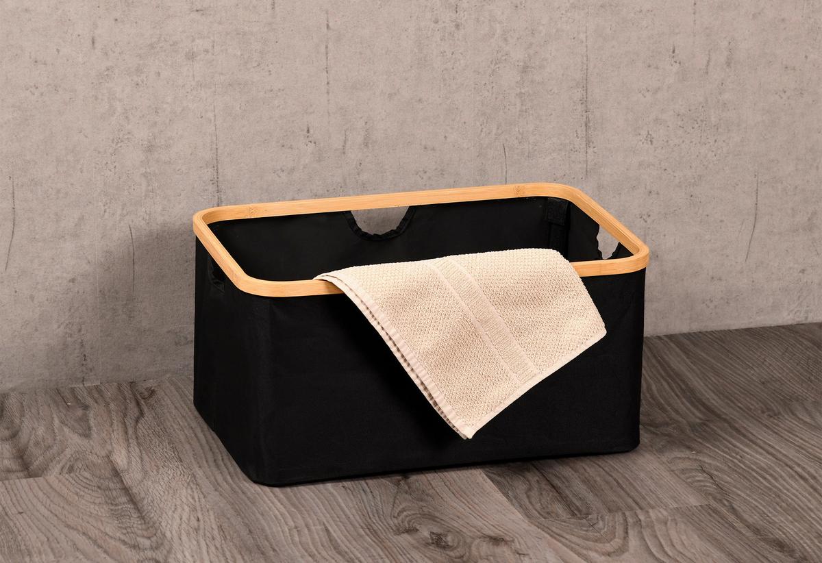 Aufbewahrungskörbchen Bambus - Schwarz/Naturfarben, Basics, Holz/Textil (54/26/36cm) - Kesper