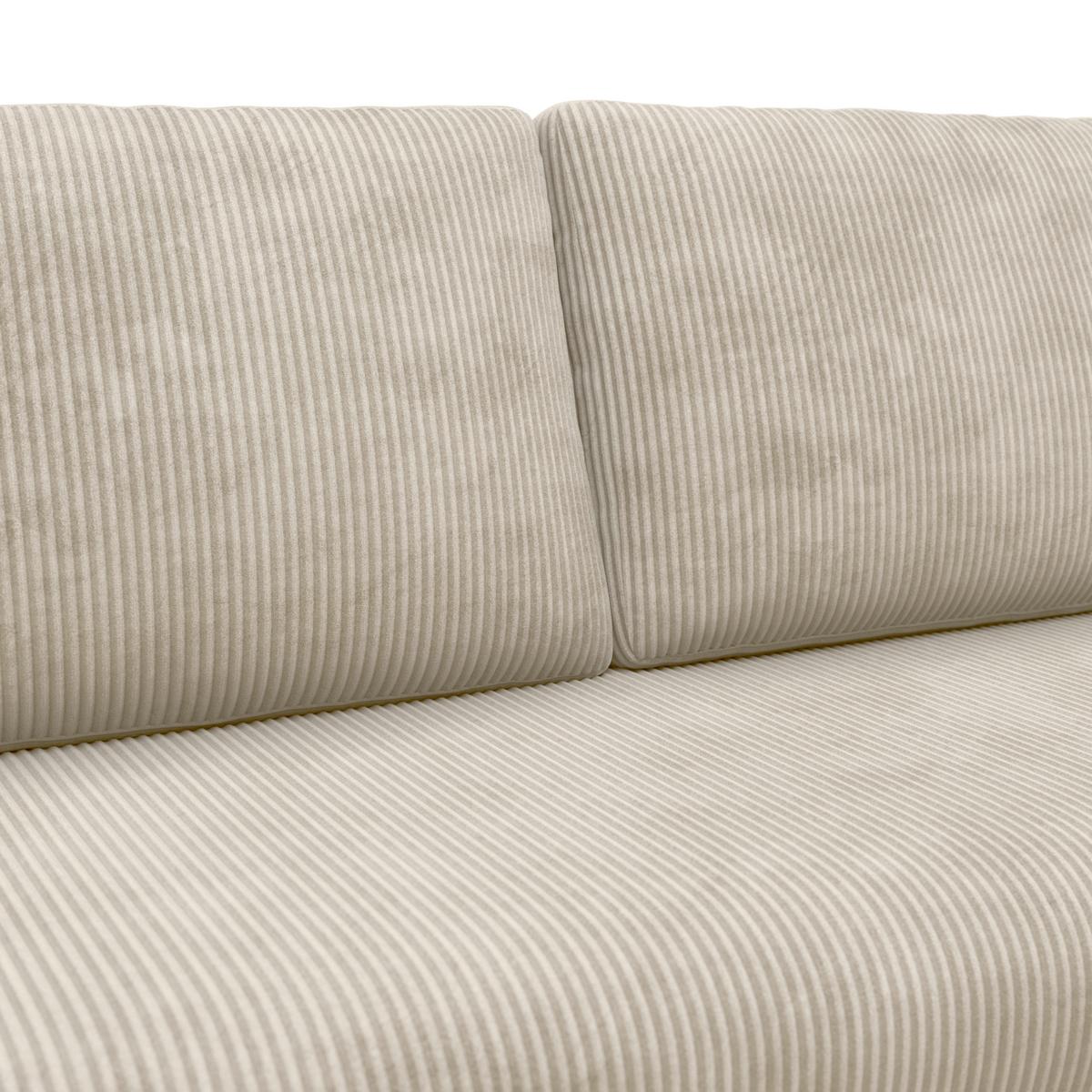 Ecksofa Mit Schlaffunktion Paris Beige Cord 215x145cm - Beige, Basics, Holz/Holzwerkstoff (215/145cm)