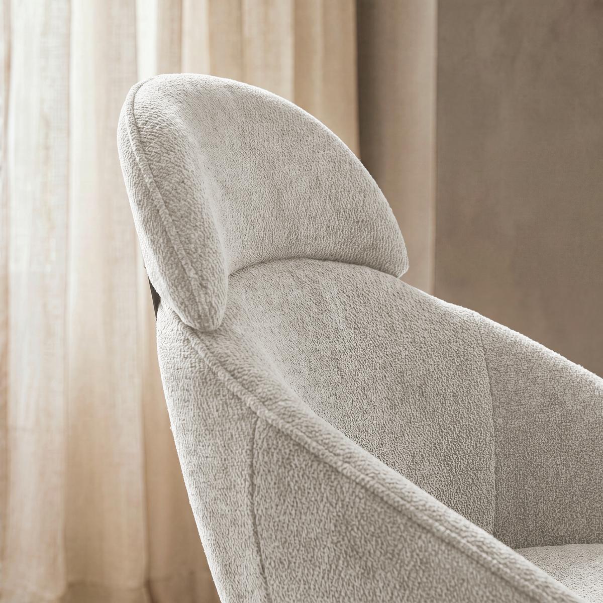 Stolička s podrúčkami Maira, bledo-sivá, s látkovým poťahom - čierna/svetlosivá, Modern, kov/textil (59,5/93/66cm) - Bessagi Home