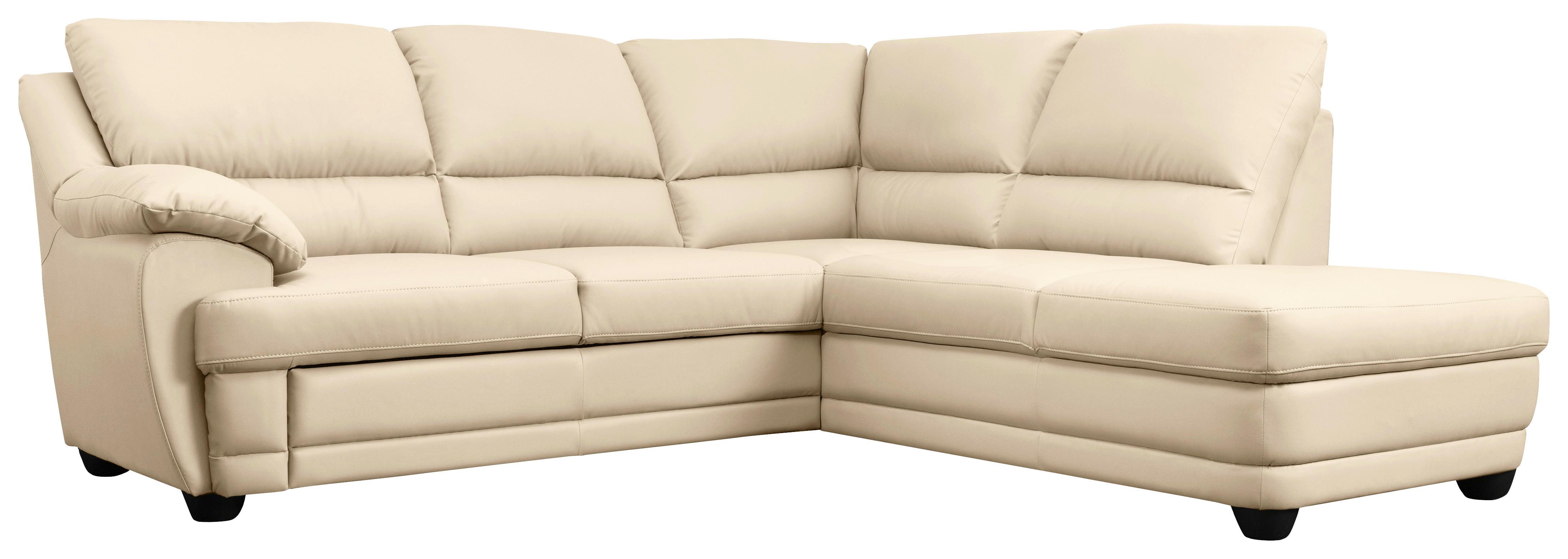 Ecksofa Nebolo Beige Lederlook - Beige, Design, Textil (245/225cm) - Livetastic