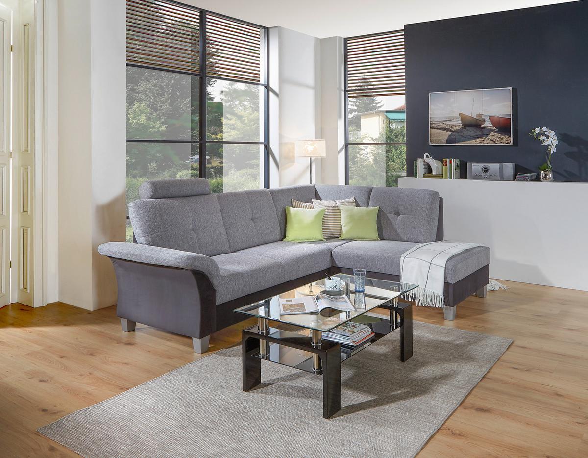 Sarokkanapé Portland - világosszürke/grafitszürke, Konventionell, textil (245/196cm) - Ondega