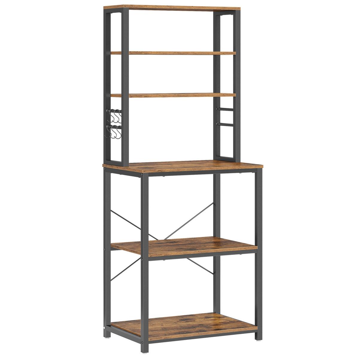 Regal Kks024b01 - Graubraun/Schwarz, Trend, Holzwerkstoff/Metall (60/167/40cm) - MID.YOU