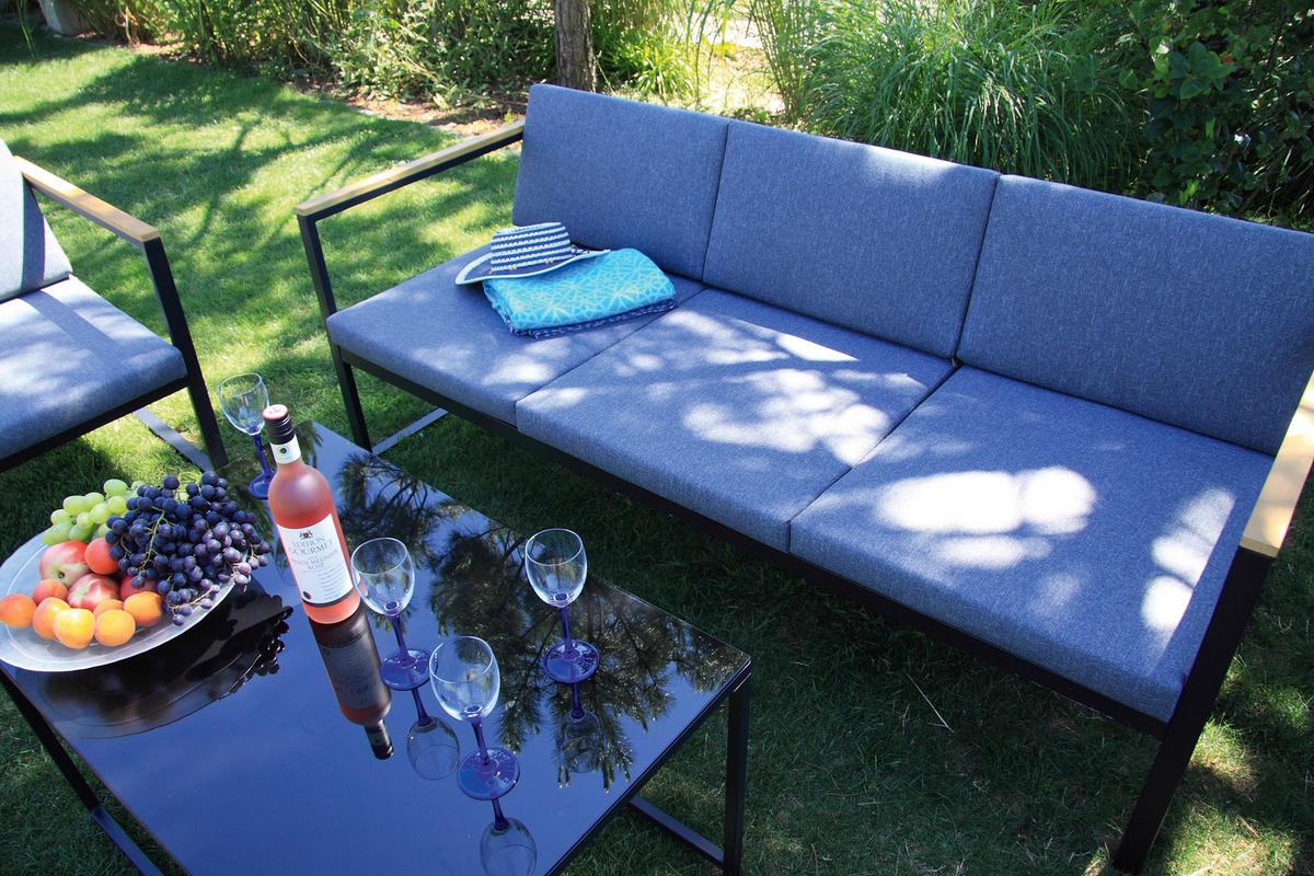 Loungegarnitur 5-tlg. Acamp Metall/textil Mit Kissen - Anthrazit, Basics, Textil/Metall - Acamp