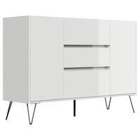 Sideboard Posseik Industrial Weiß B: 140 Cm - Weiß Hochglanz/Schwarz, Design, Holzwerkstoff (140/93,6/42cm) - P & B