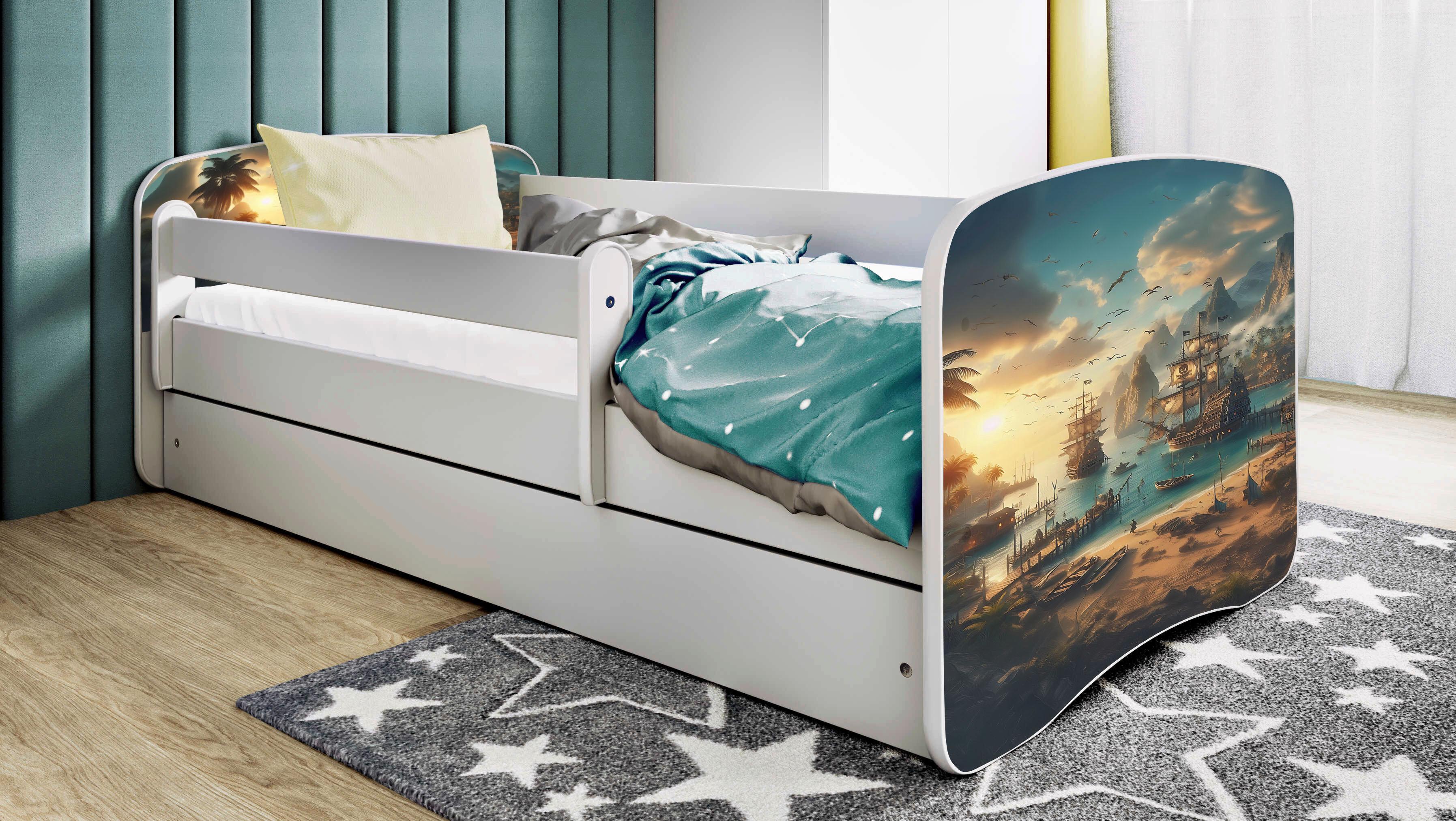 Kinder-/Juniorbett Babydreams Weiß B: 80cm - Birkefarben/Weiß, MODERN, Holz/Holzwerkstoff (80/160cm) - MID.YOU