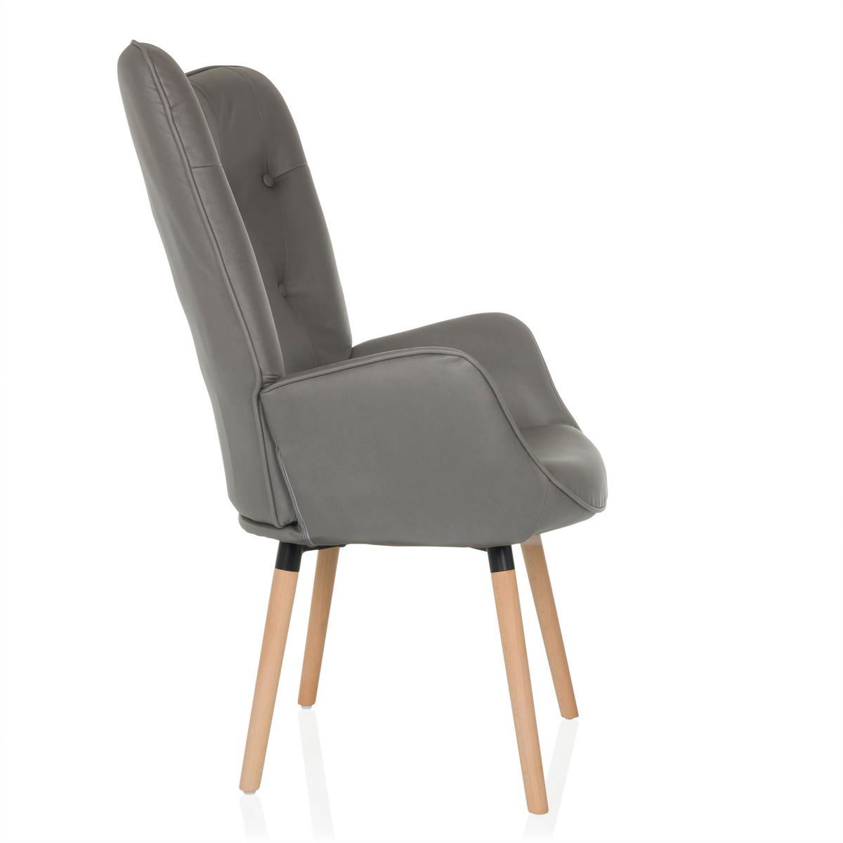 Ohrensessel Havenio I Grau B: 70 cm - Buchefarben/Grau, MODERN, Textil (70/106/75cm) - MID.YOU