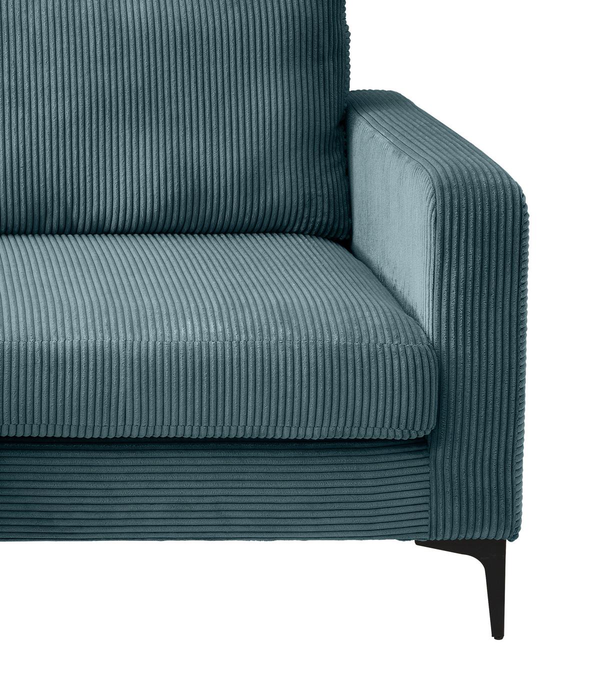 Ecksofa Eliza, Petrol S: 204x153 cm - Petrol/Schwarz, Basics, Textil (204/153cm) - Livetastic