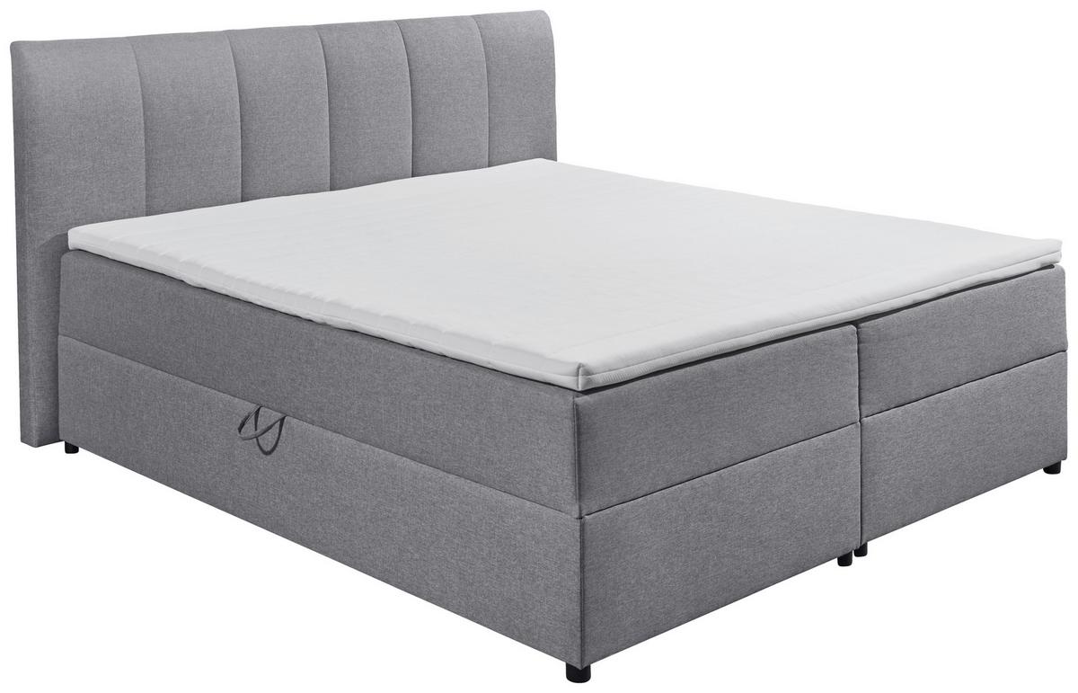 Boxspring postel  GRANADA šedá 180x200 cm - šedá/černá, Basics, textil/plast (180/200cm) - MID.YOU