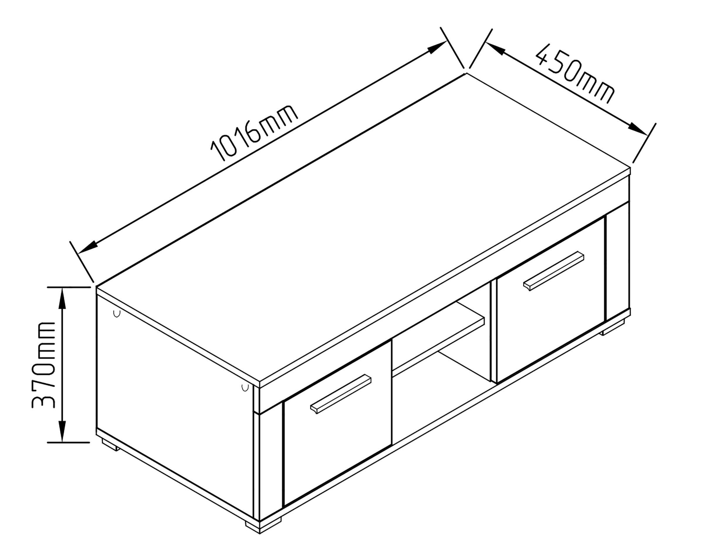 Lowboard Usilo Anthrazit Honigeiche Dekor - Honigeiche/Anthrazit, Design, Holzwerkstoff (102/37/45cm) - MID.YOU