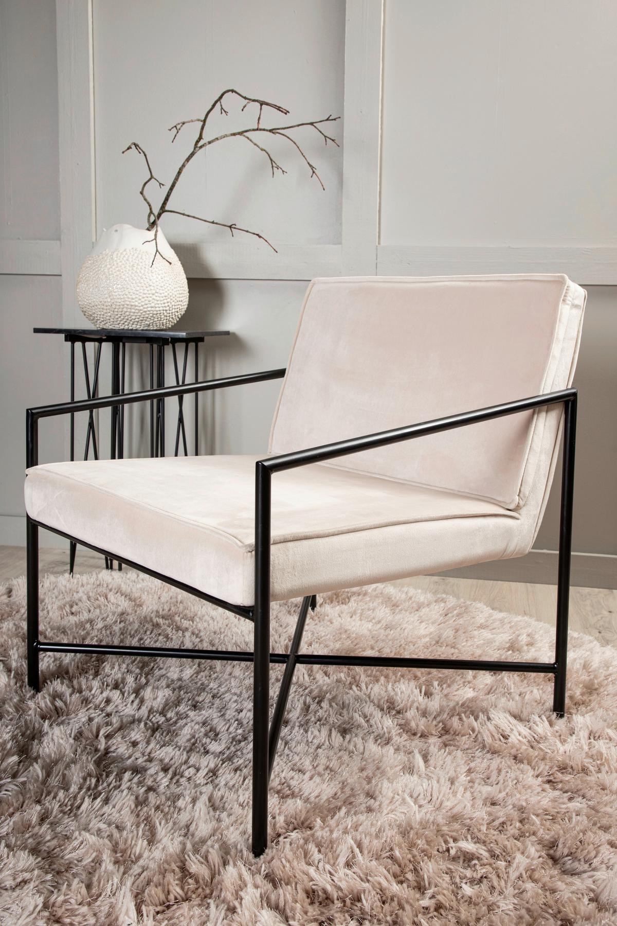 Sessel Rakel - Beige/Schwarz, Design, Textil/Metall (66/78/65cm) - Livetastic