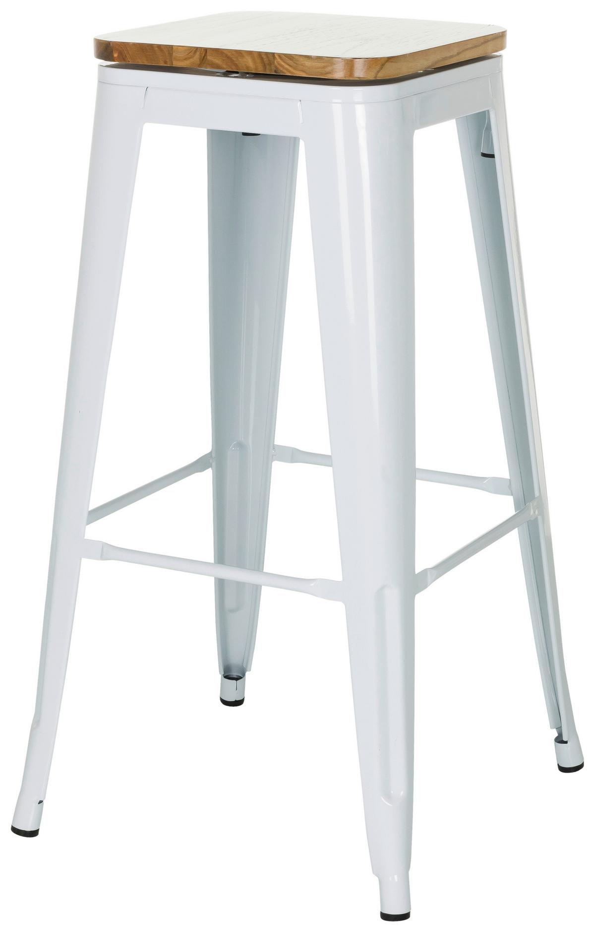 Barhocker Vantaggio High Weiß B: 44 Cm - Weiß, MODERN, Holz/Metall (44/77/44cm) - MID.YOU