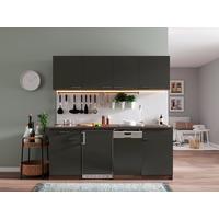Küchenzeile Economy M. Geräten 195 Cm Grau/eiche Dekor Modern - Eichefarben/Grau, Basics, Holzwerkstoff (195cm) - Respekta